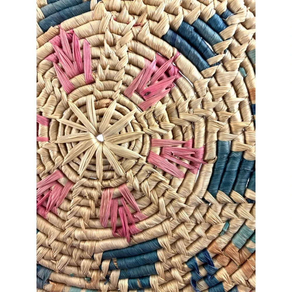 Vtg Southwest Native American Style‎ Basket Tray Papago Tohono Oodham Woven 16